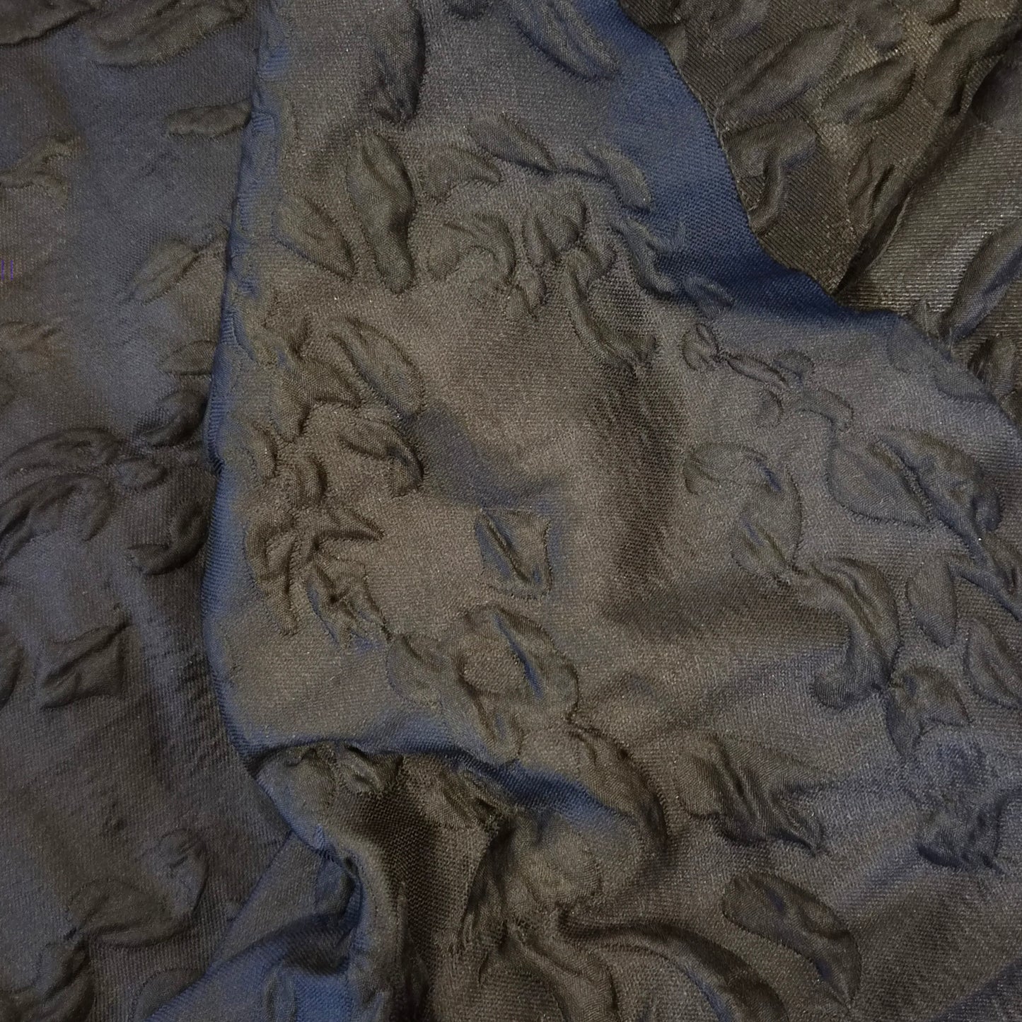 1.2m Black floral cloque brocade