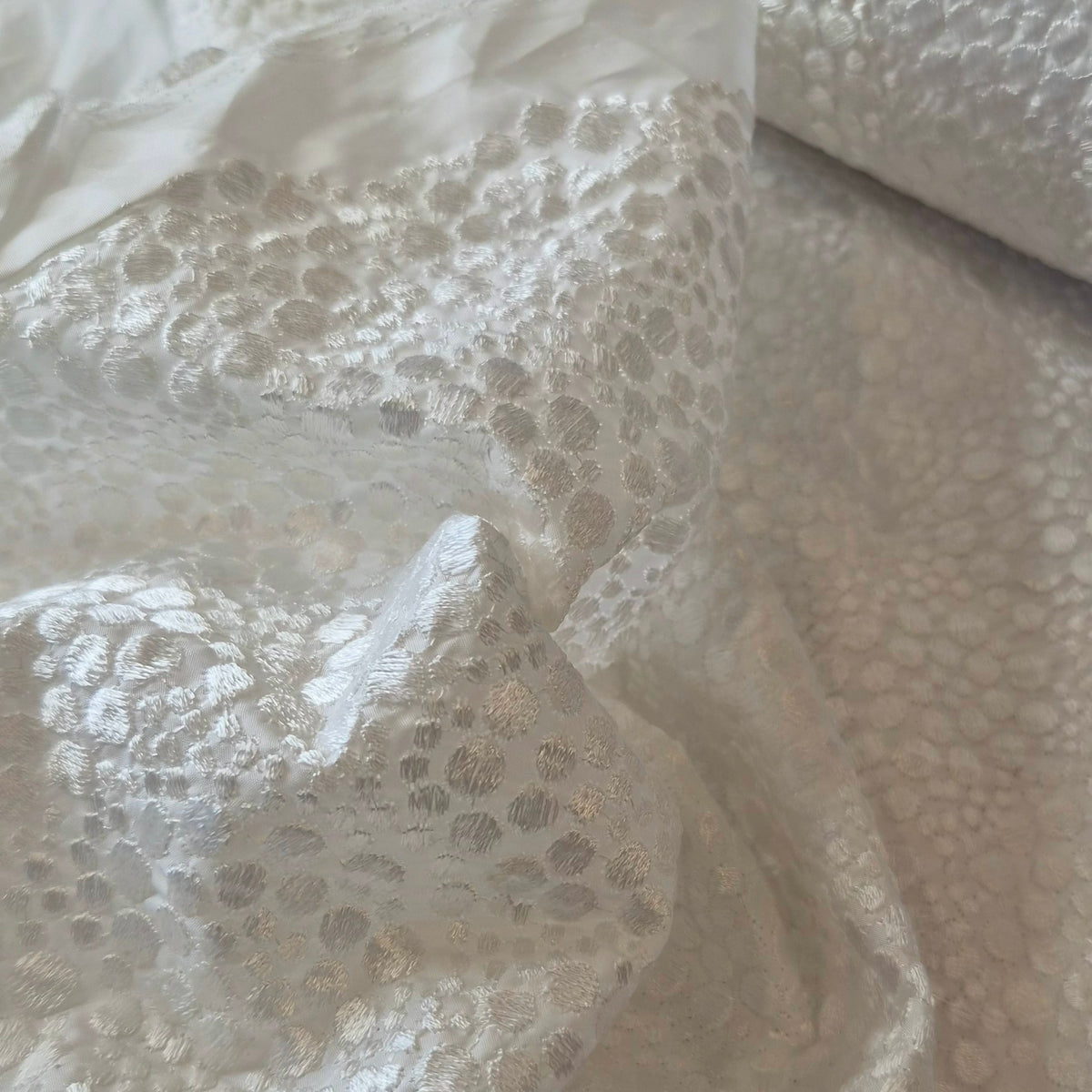 Icing sugar embroidered taffeta