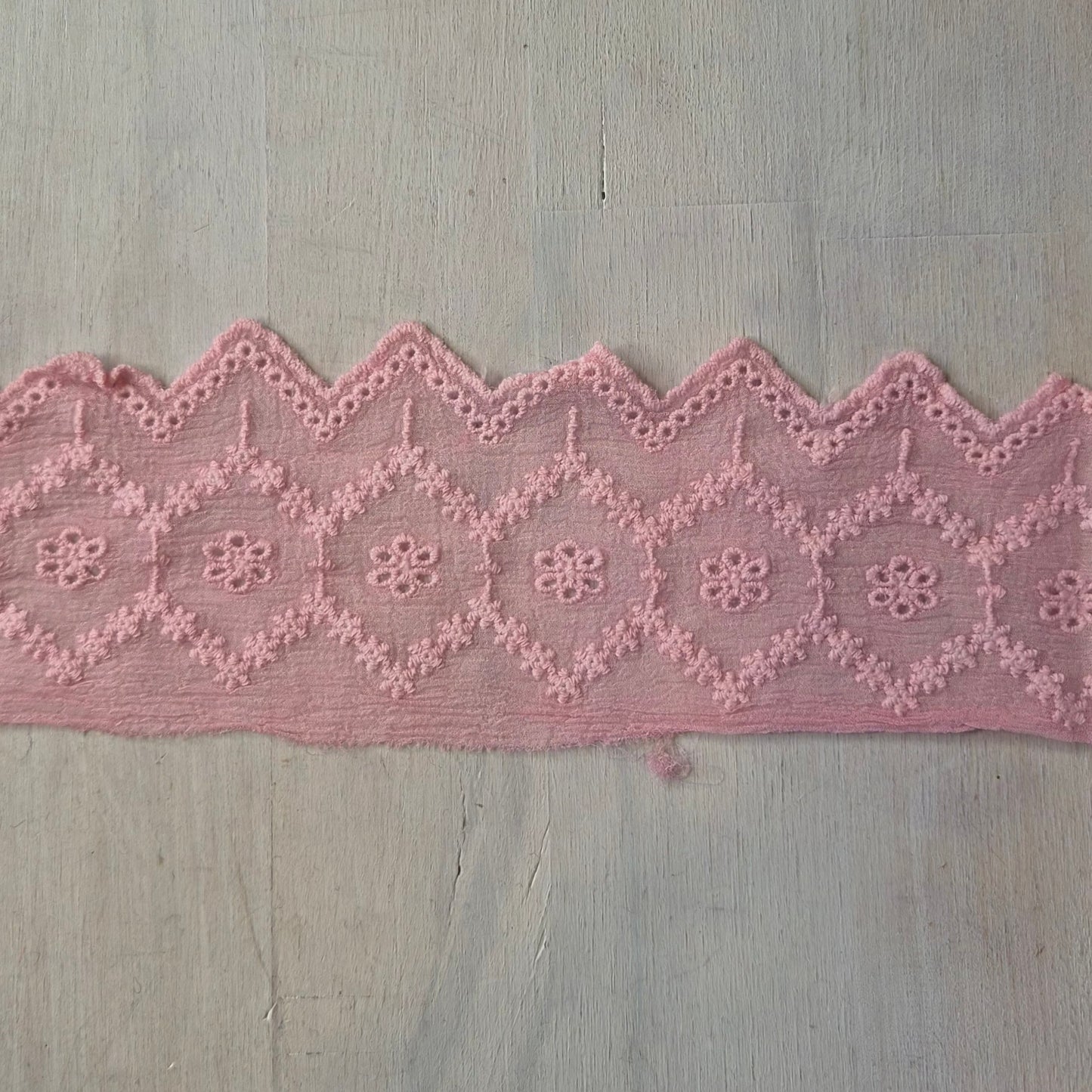 Ava pink silk chiffon broderie trim