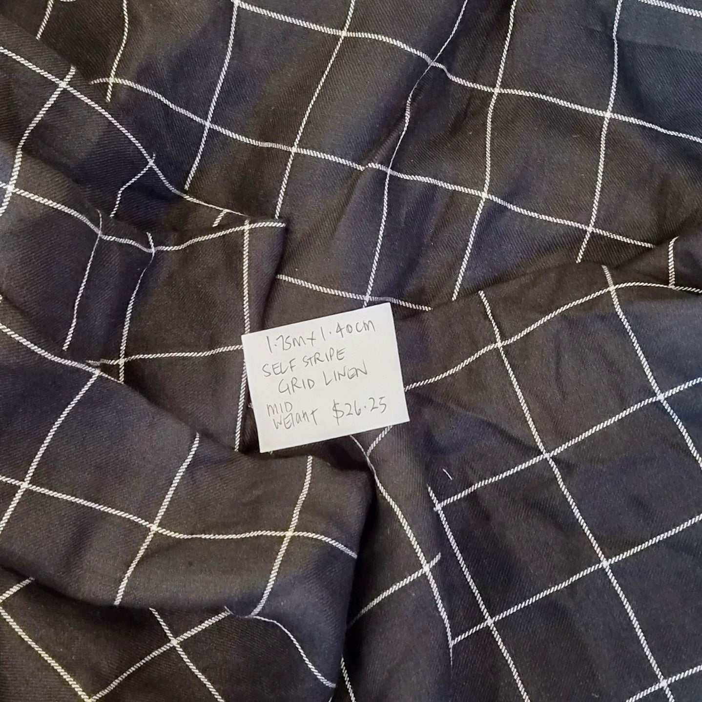 1.75m Self stripe grid linen
