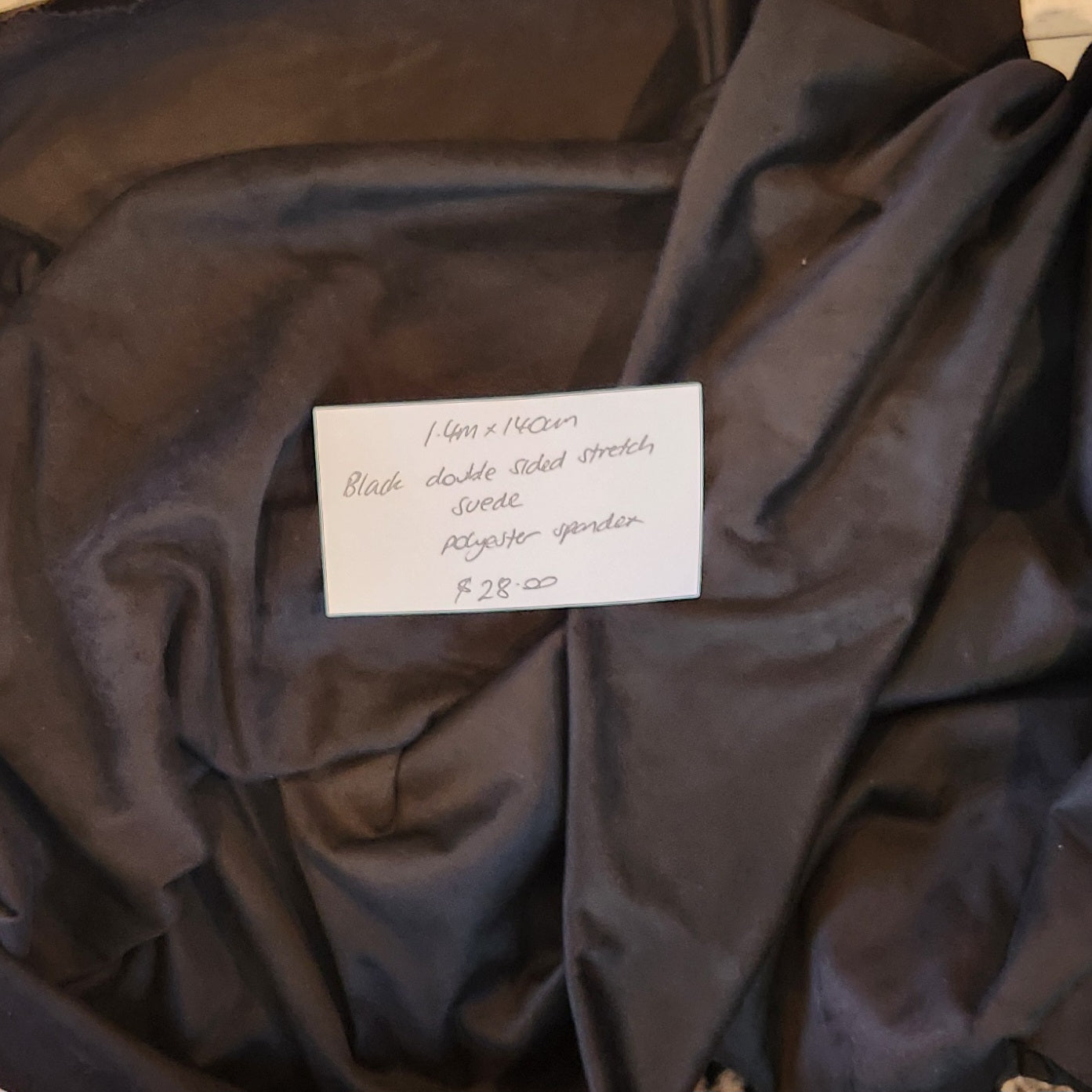 1.4m Black double-sided stretch suede