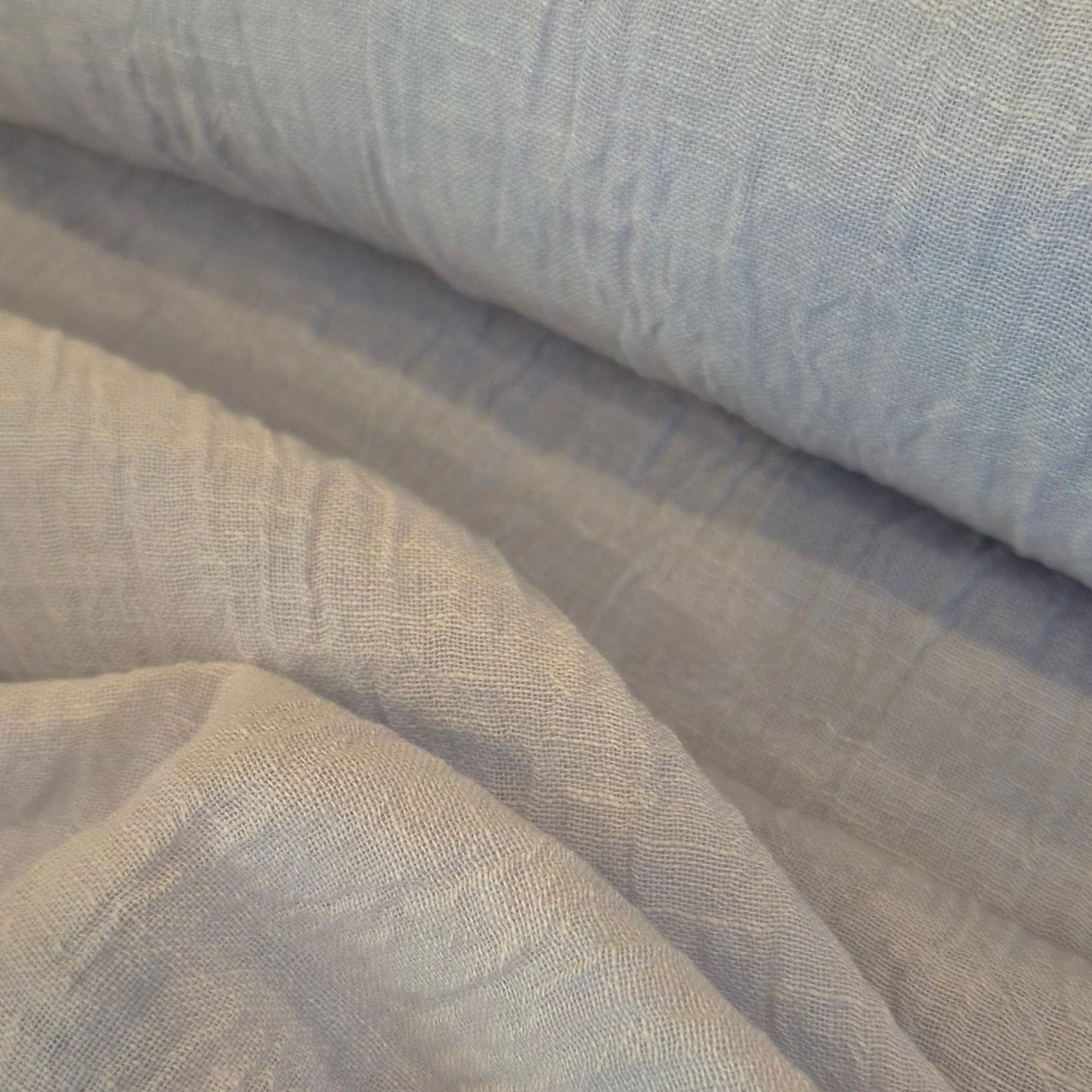 Powder blue crinkle linen