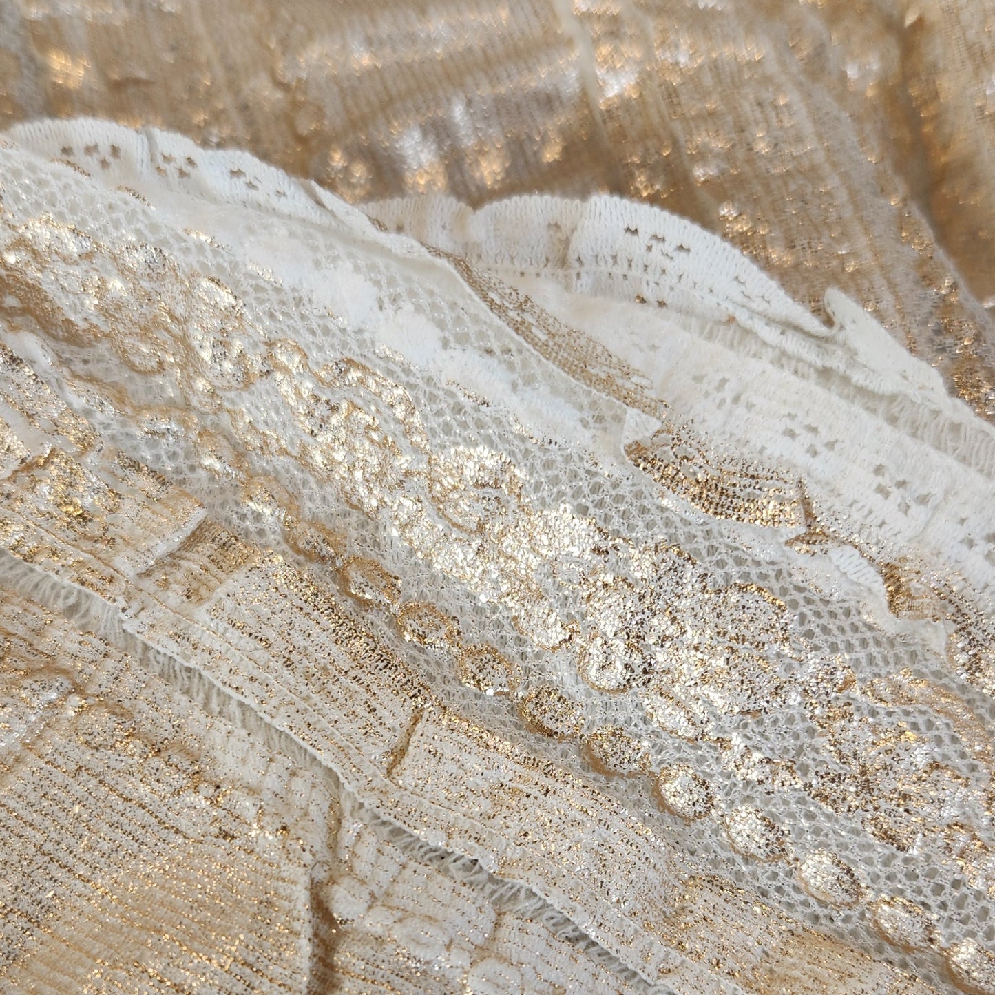 Golden frills stretch lace