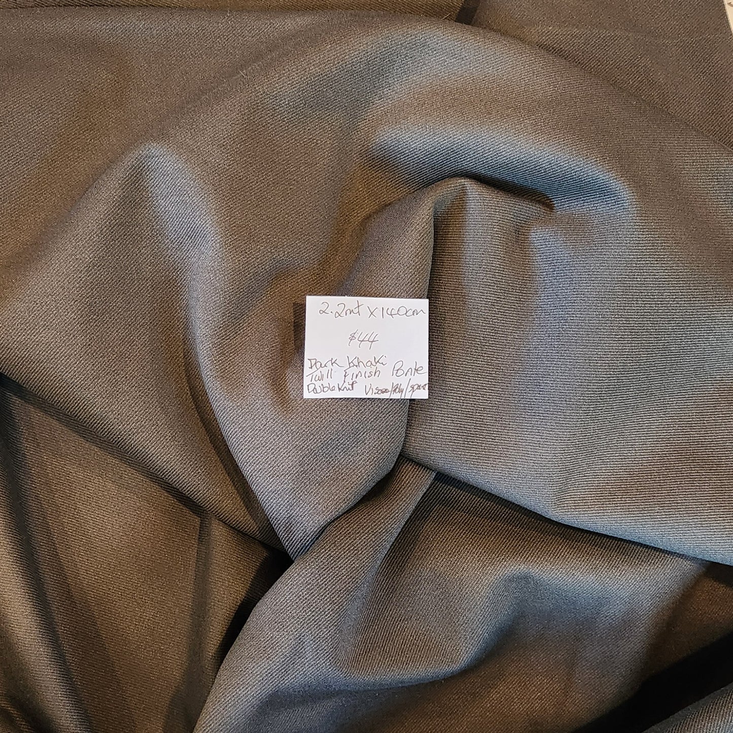 2.2m Dark Khaki twill ponte