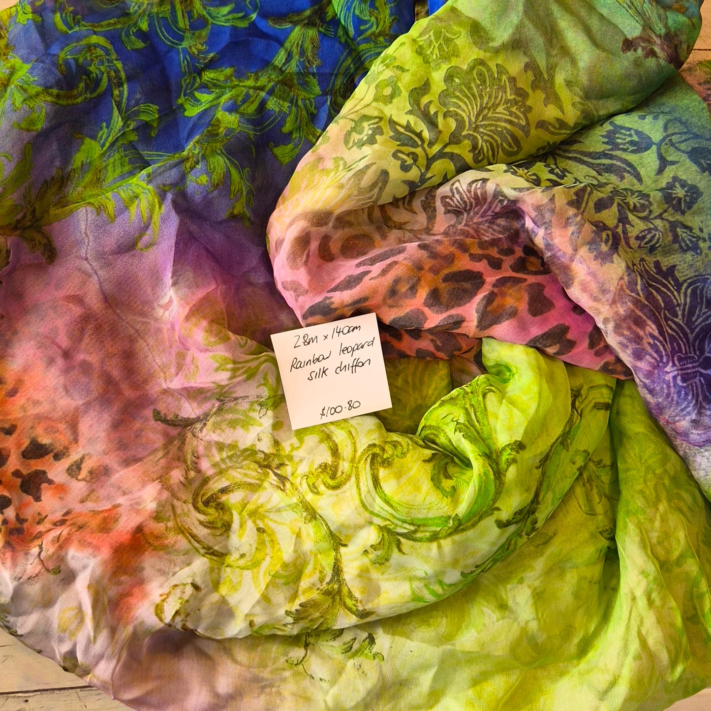 2.8m Rainbow leopard silk chiffon