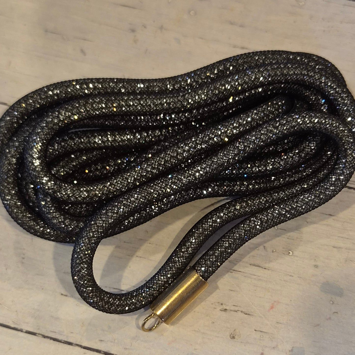 40cm Black Crystal's on mesh with metal toggles