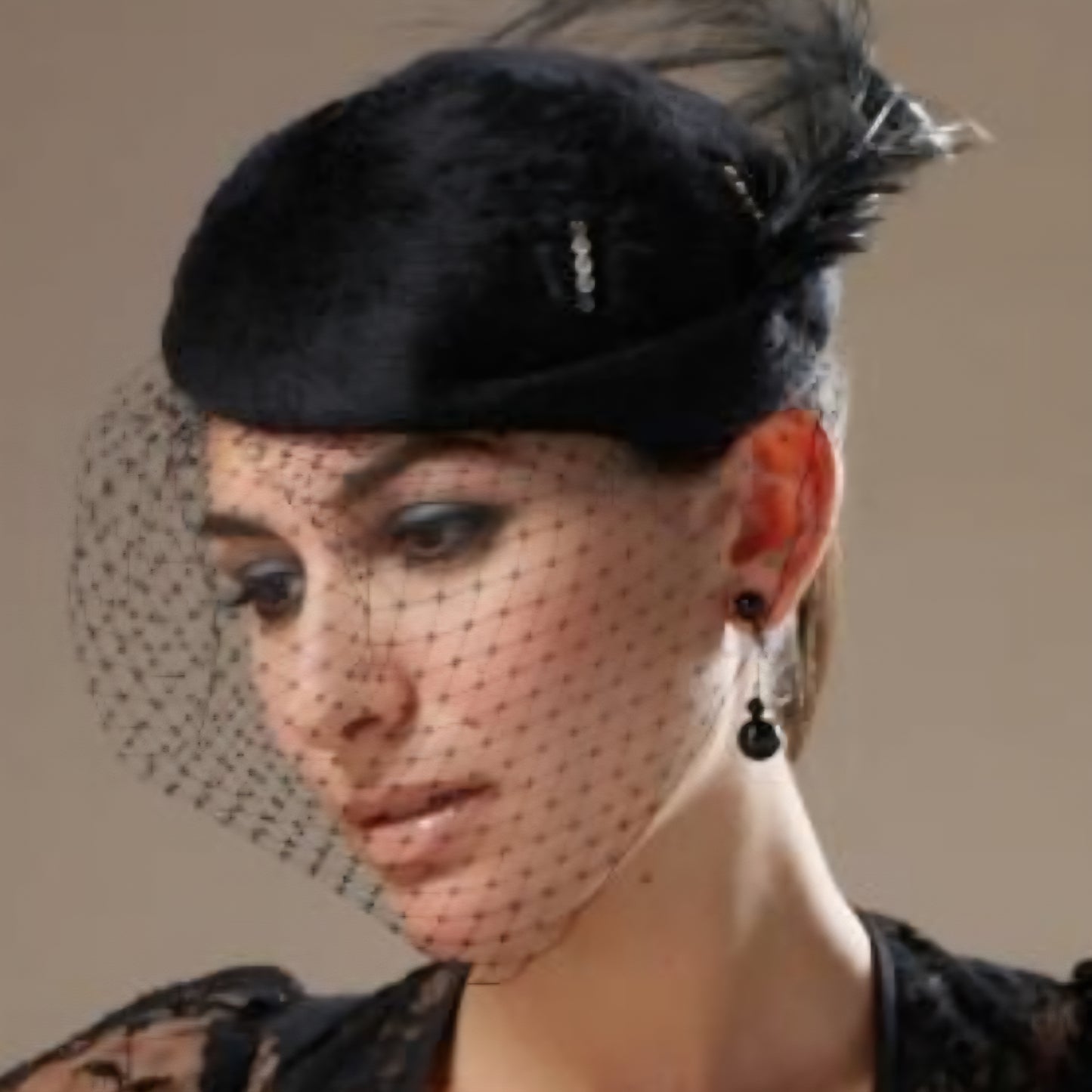 Black diamond hat and veil netting
