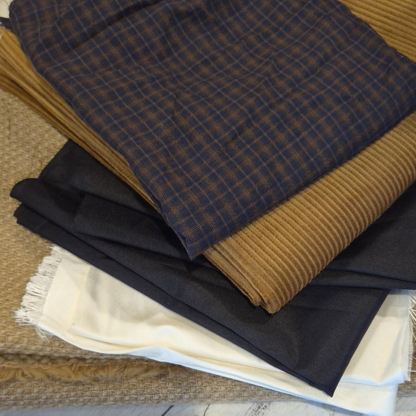 16. 5 pieces assorted coating, cotton corduroy and taffeta
