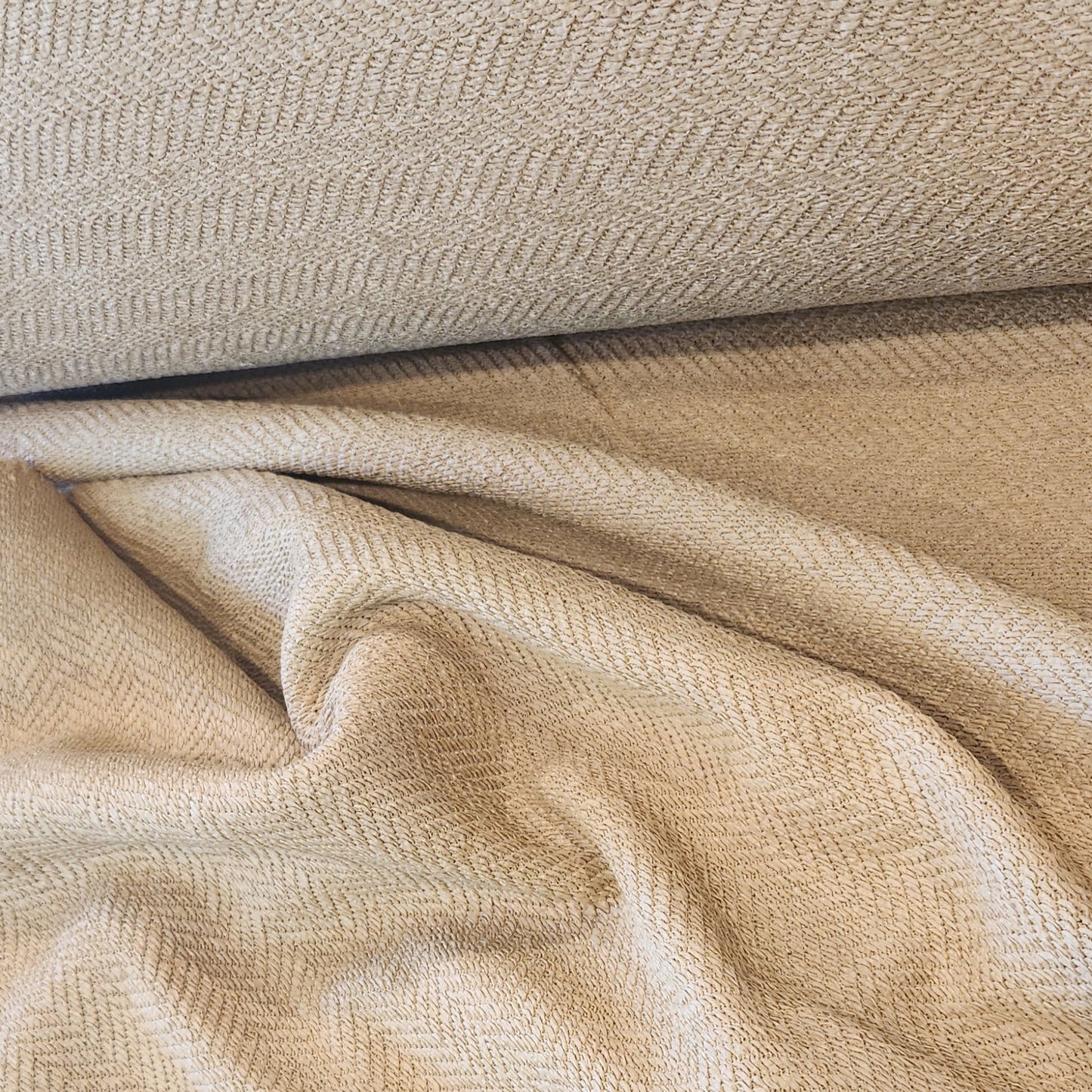 Biscuit base herringbone textured Raffia Cotton Knit