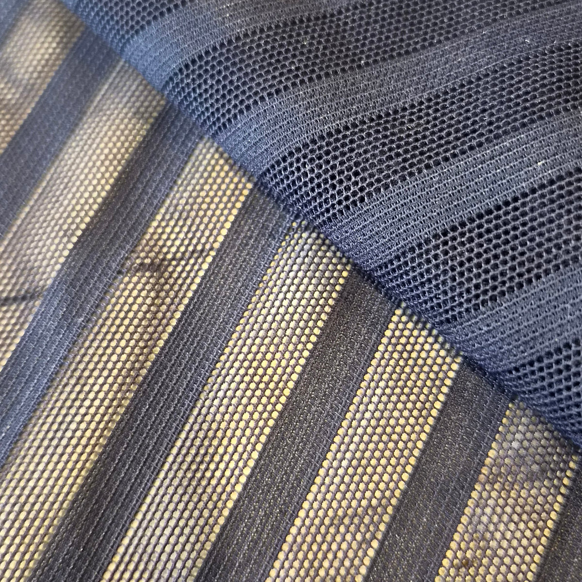 Navy ribbed mesh knit