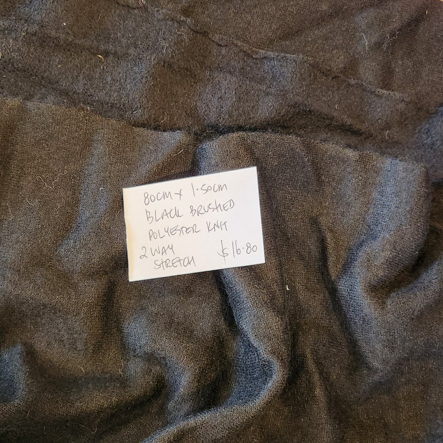 80cm black brushed fleece knit