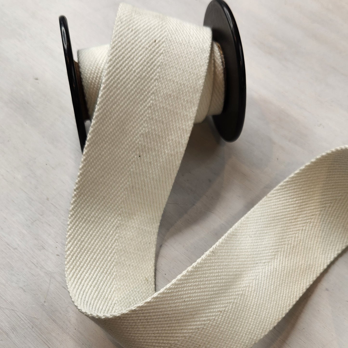 White herringbone cotton tape