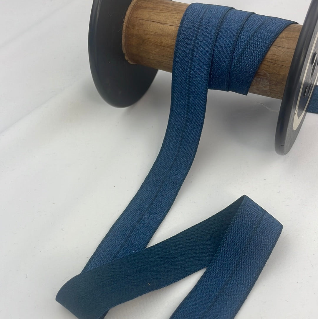 Navy 20mm shiny foldover elastic