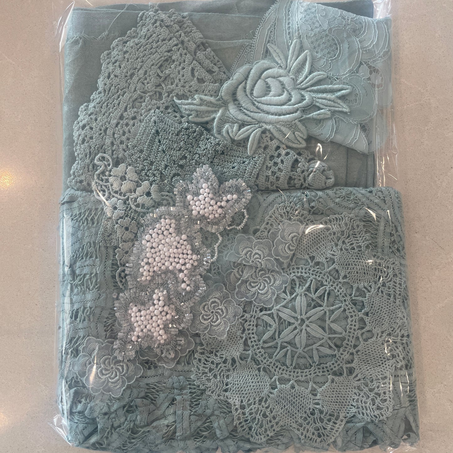 Duck egg vintage linen pack #2