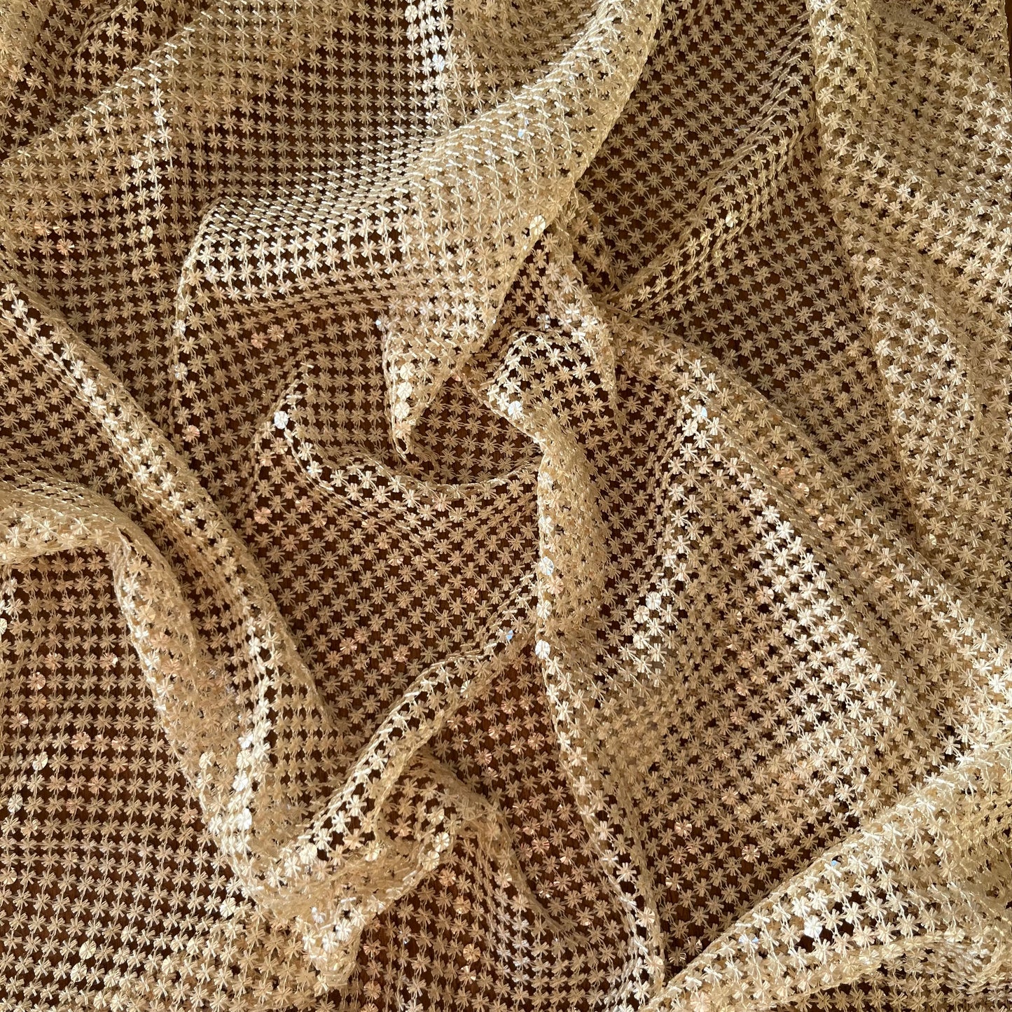 1m cream stars sequin Guipure lace polyester