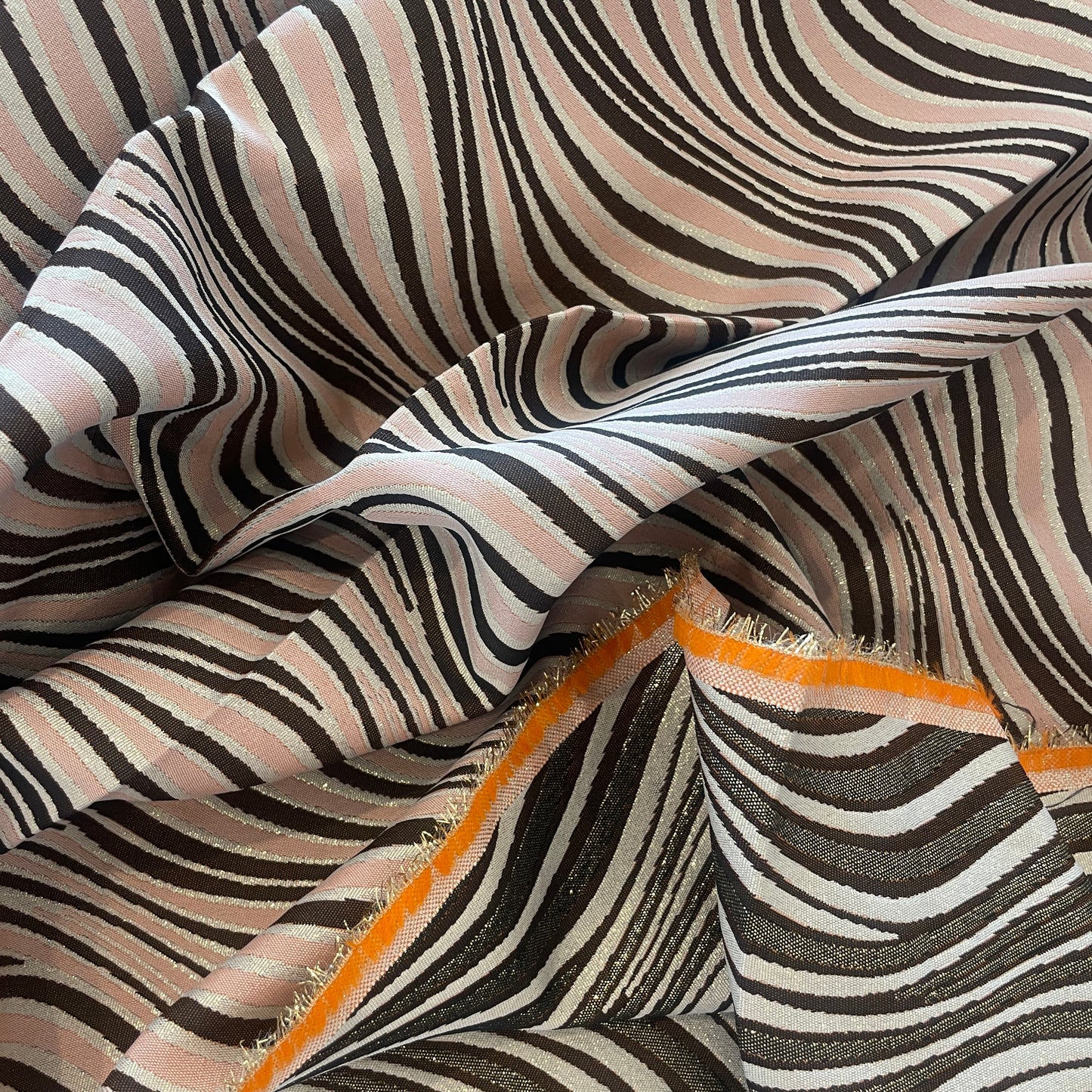 Rose mocha swirl lurex brocade
