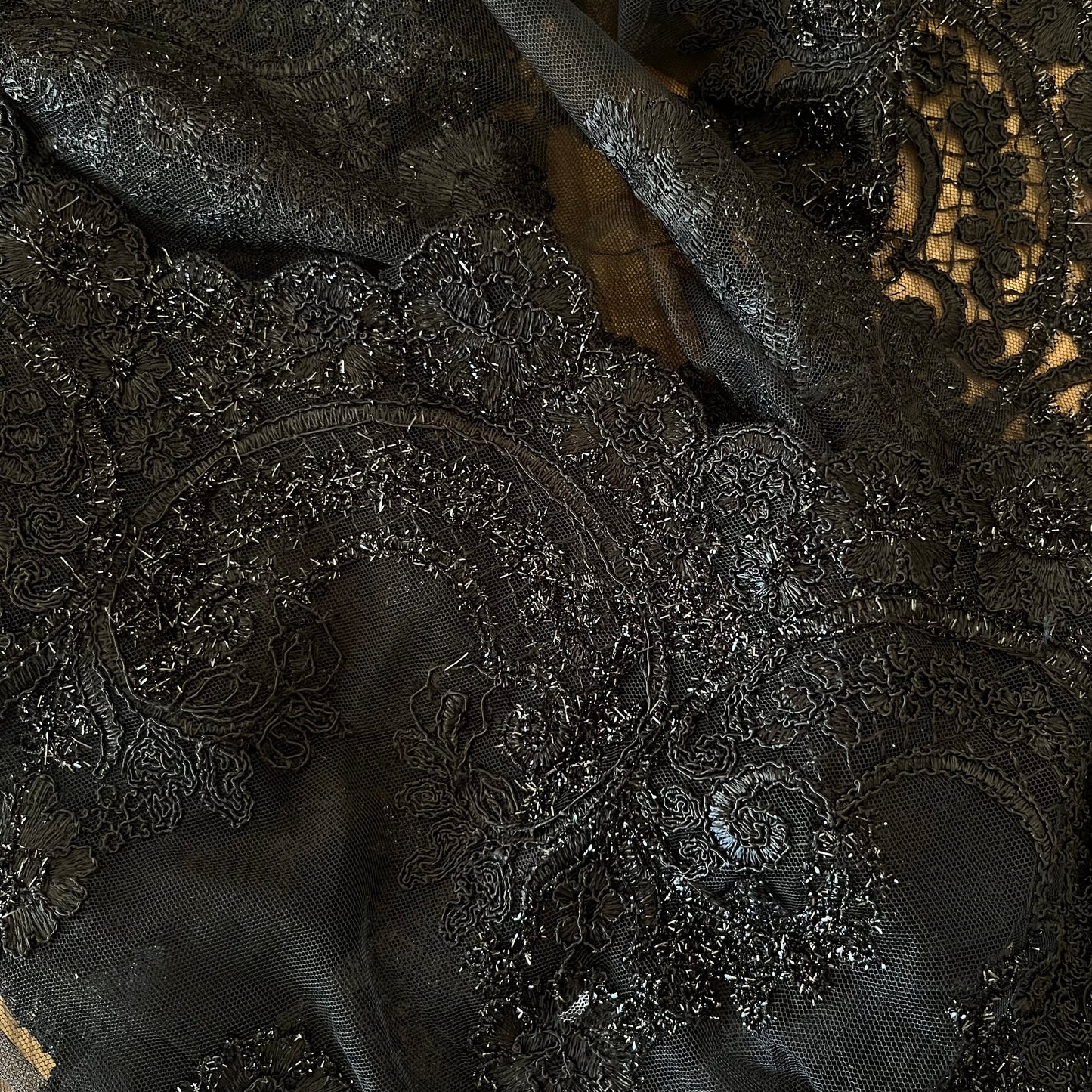 50cm Black Corded Lurex Mesh Poly Lurex