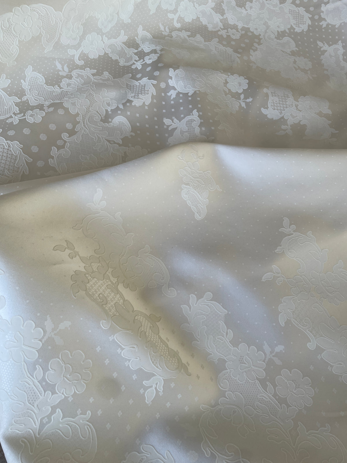 Italian lace embossed duchess satin panel