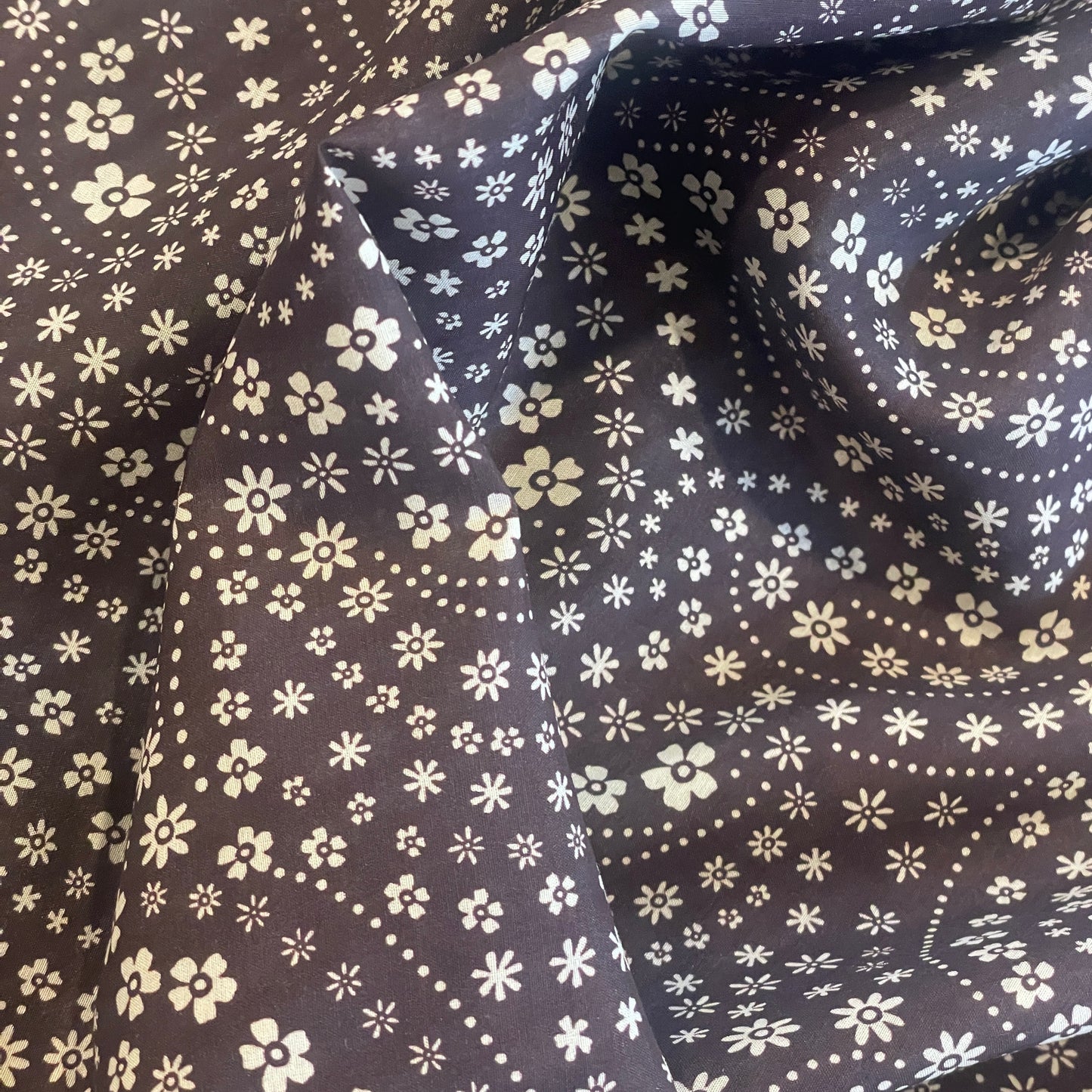 Chocolate paisley silk cotton voile