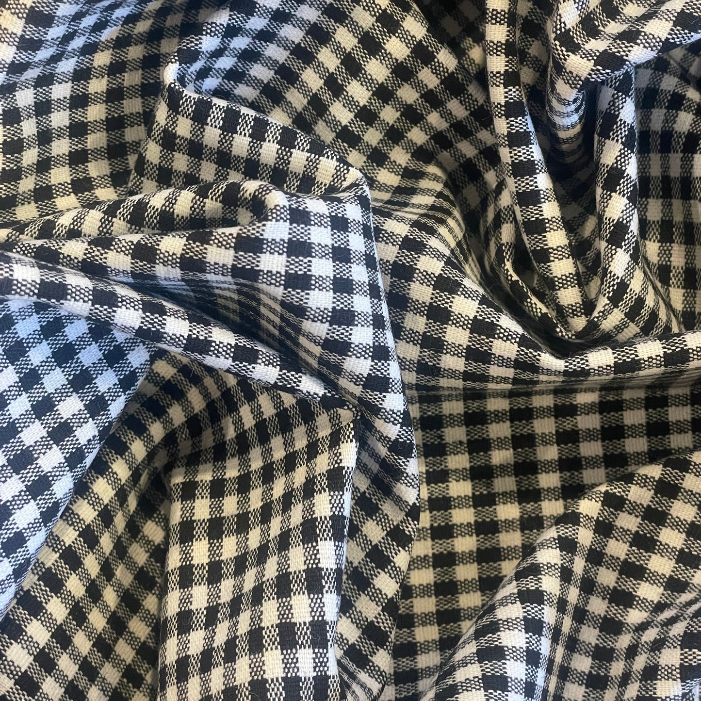 Black and white gingham stretch cotton