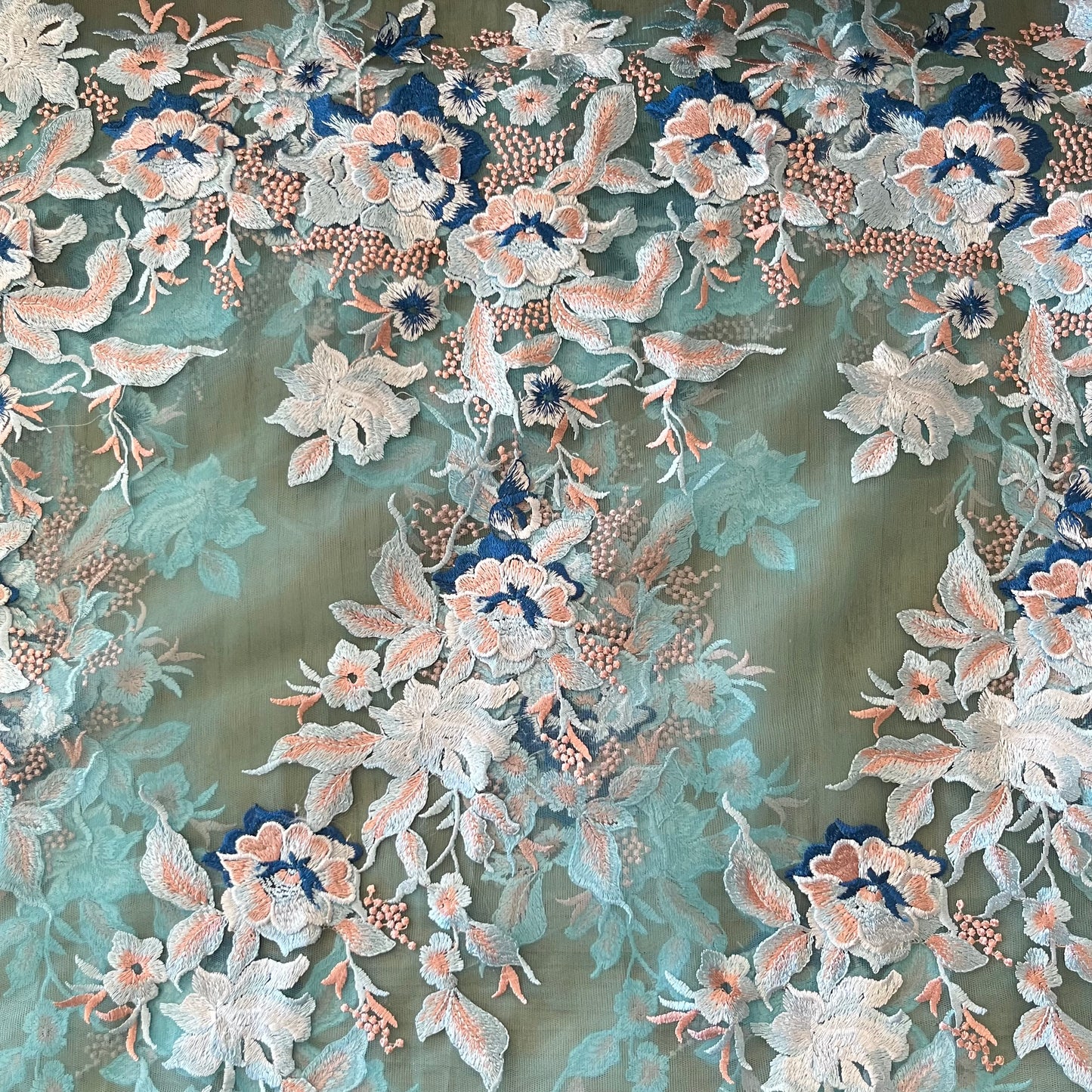 2m Ocean Flowers 3D embroidered tulle