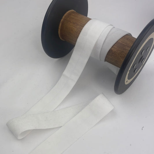 White 20mm matte foldover elastic