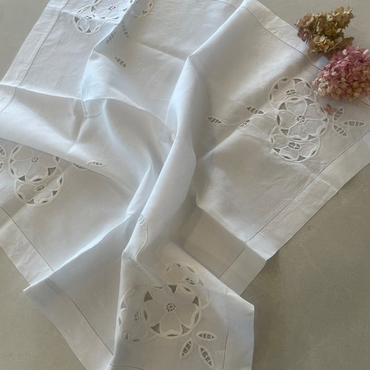 Antique cut work table cloth
