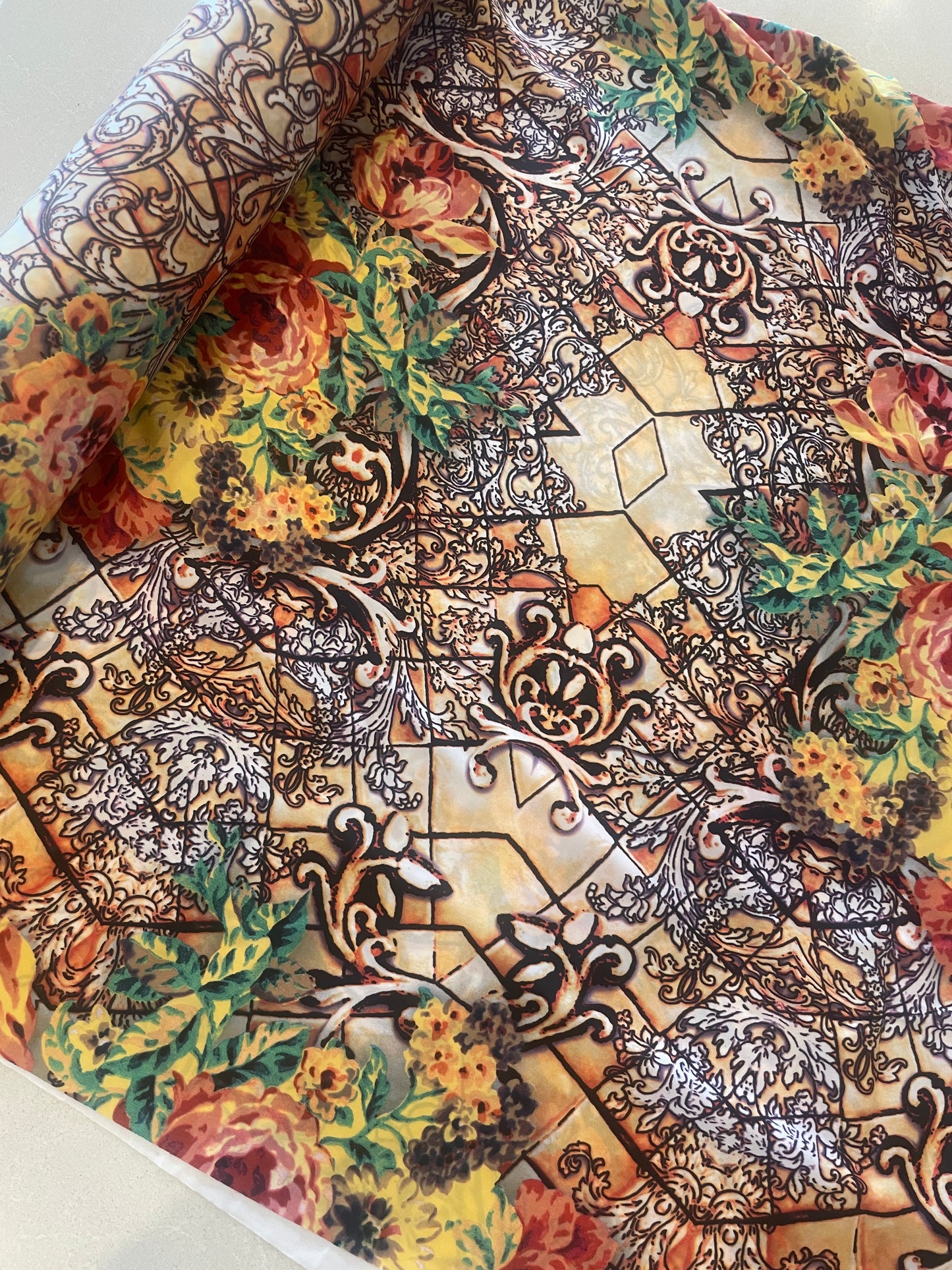 Stained glass crepe de chine