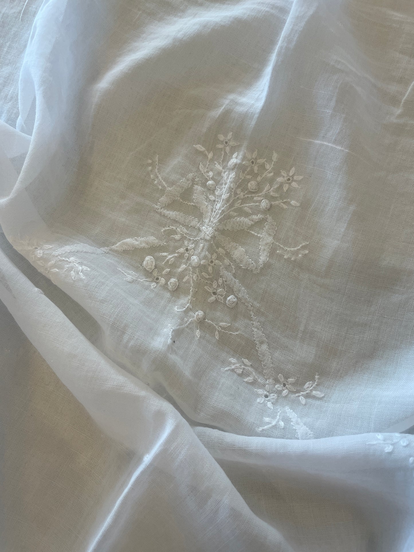 embroidered voile and French lace piece