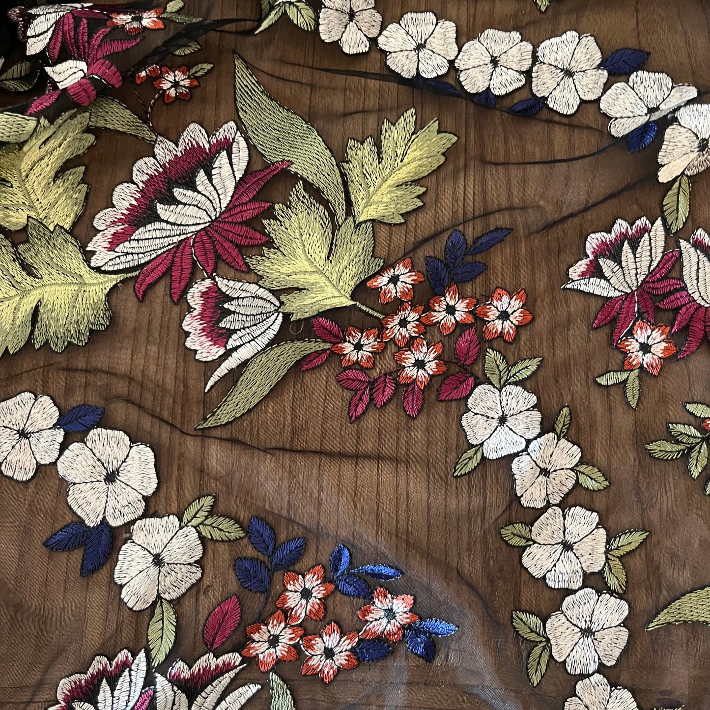 2m Winter Floral Embroidered tulle polyester