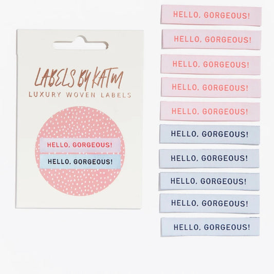 KATM hello gorgeous woven labels