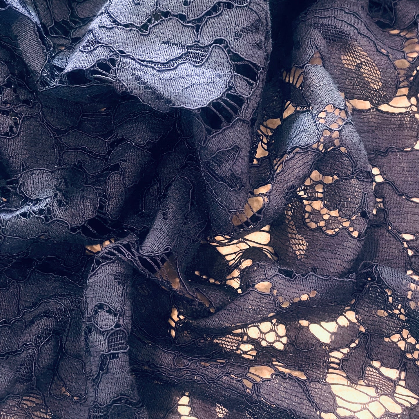 Milly navy soft drape corded lace