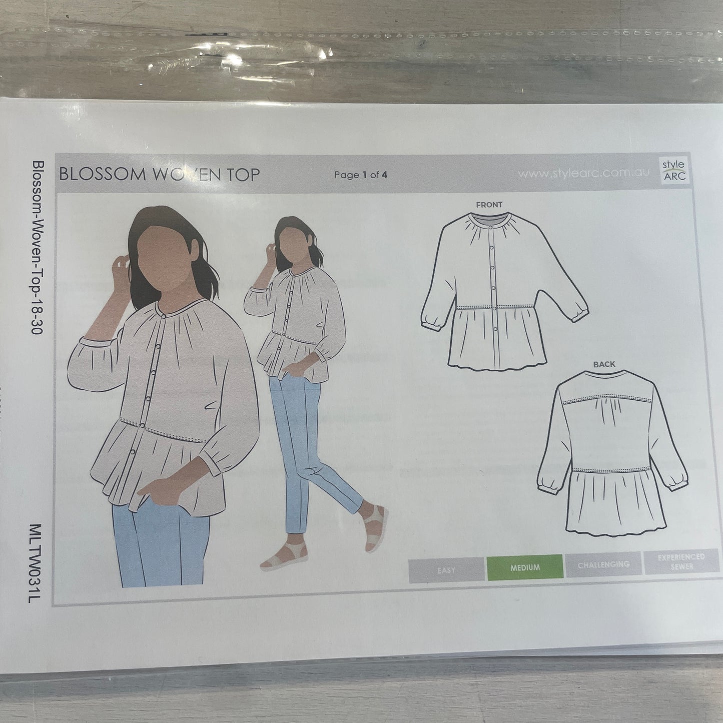 Style Arc Blossom woven top pattern size 18-30