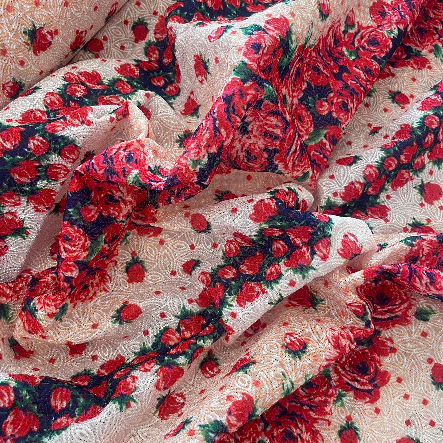 Falling roses embroidered georgette