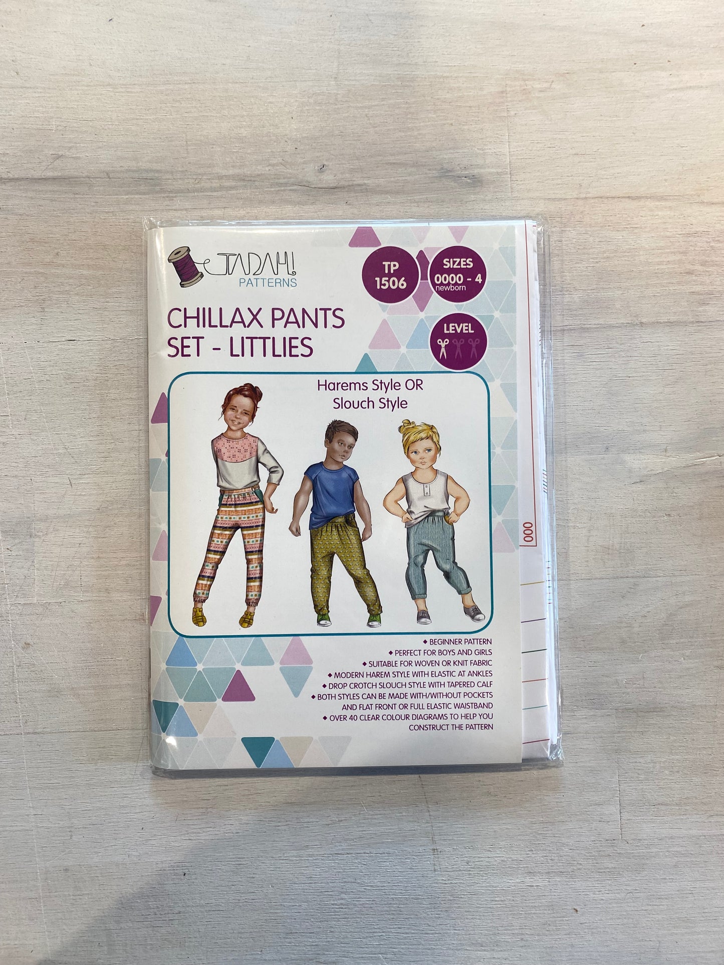 Tadah Patterns chillax pants set - littlies size 0000-4