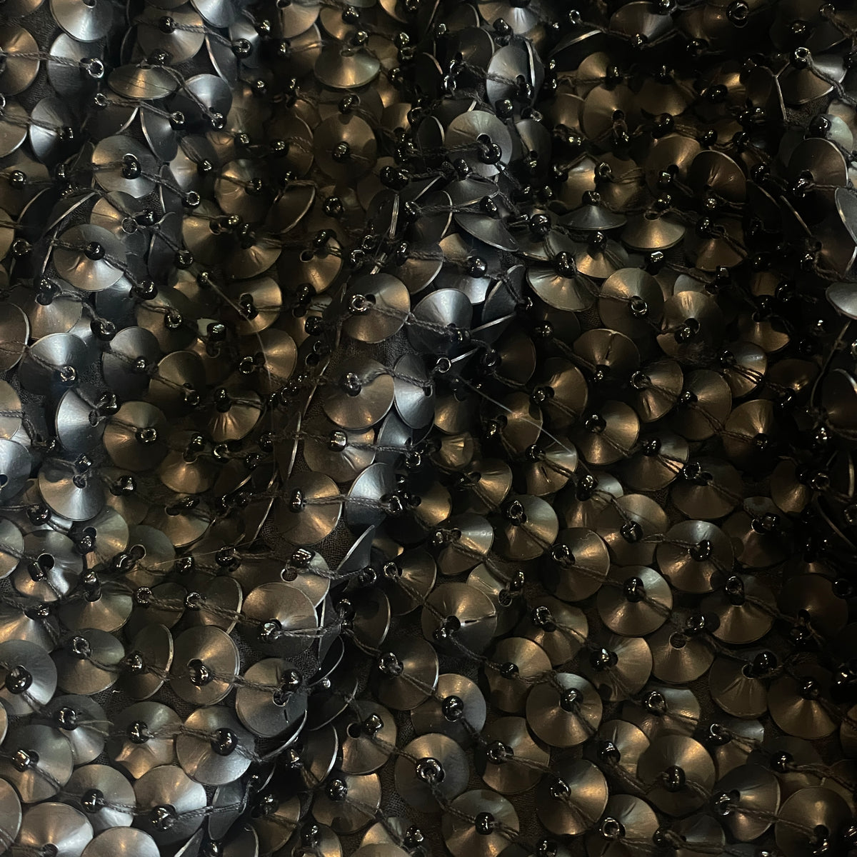 Black dome sequin beaded silk