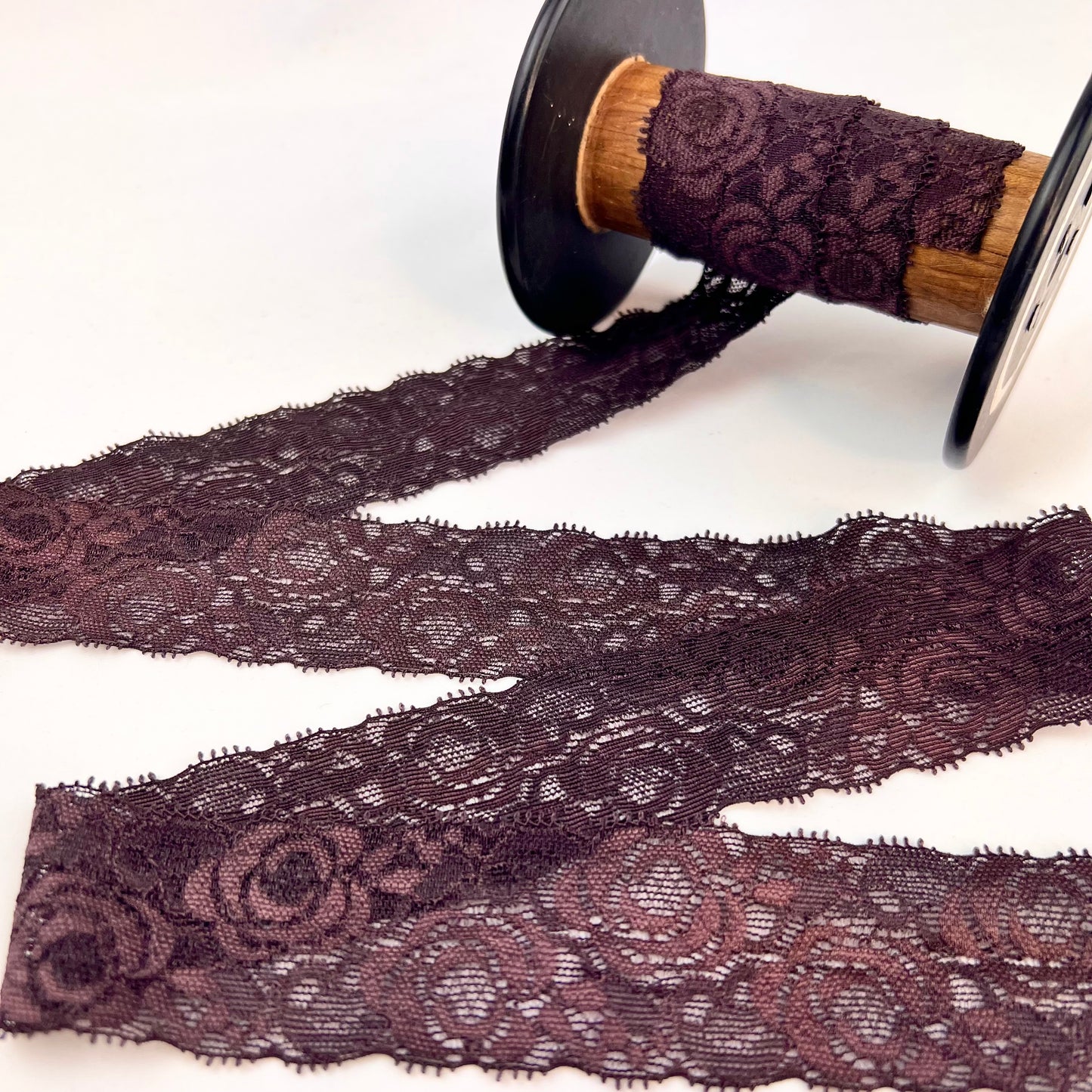 Dark Chocolate Scallop 45mm Stretch Lace