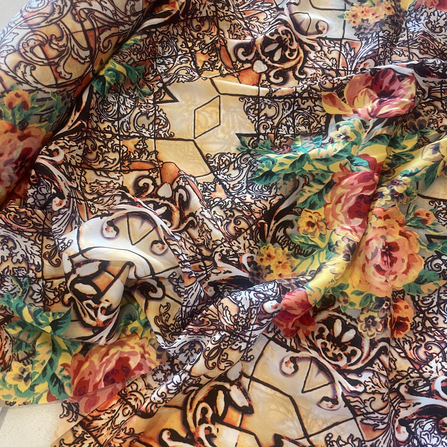 Stained glass crepe de chine