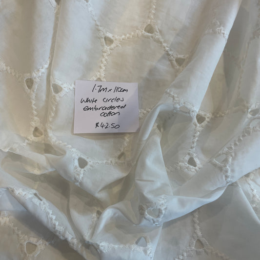 1.7m white circles embroidered cotton