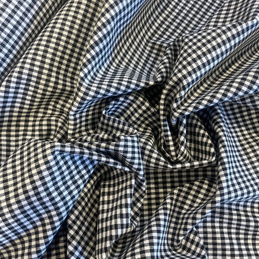 Black and white gingham stretch cotton