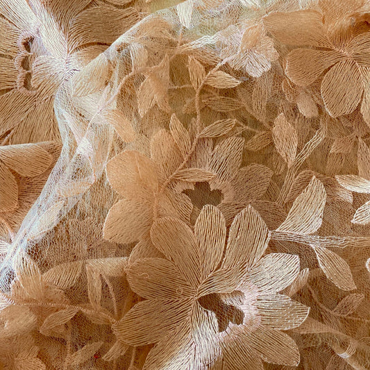 1.6 m Caramel Embroidered Tulle