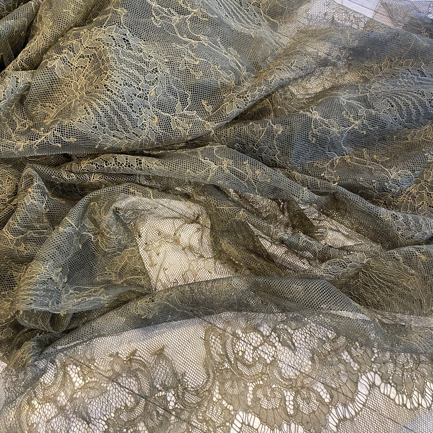 Olive garden trellis lace panel