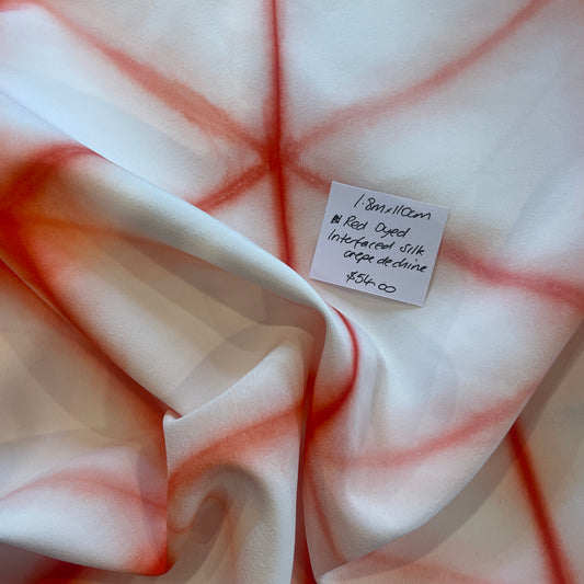 1.8m red dyed interfaced silk crepe de chine