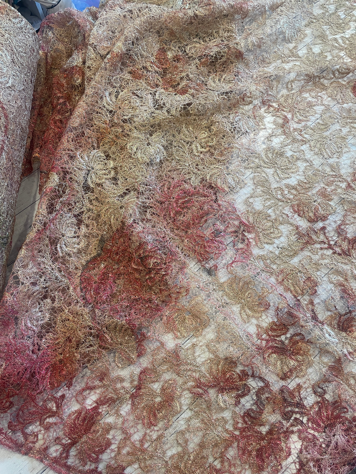 Desert sunset sequin spider web lace