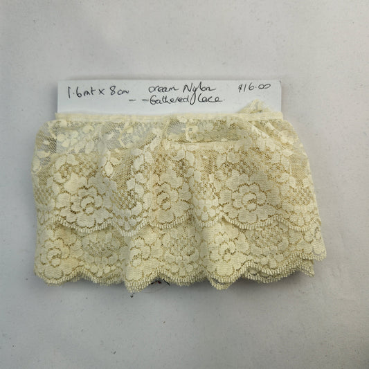 1.6mCream nylon gathered lace