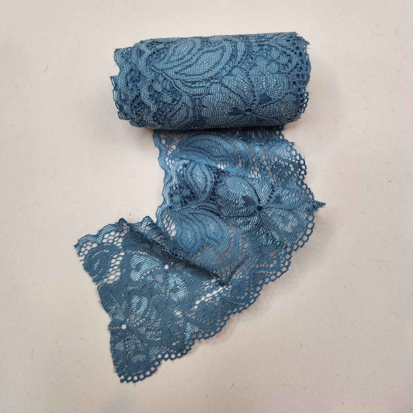 5m Steel blue floral lace