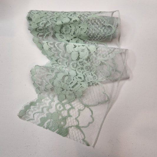 2m Hand dyed mint green vintage rose lace