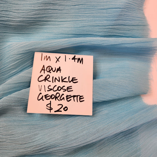 1m Aqua crinkle viscose georgette