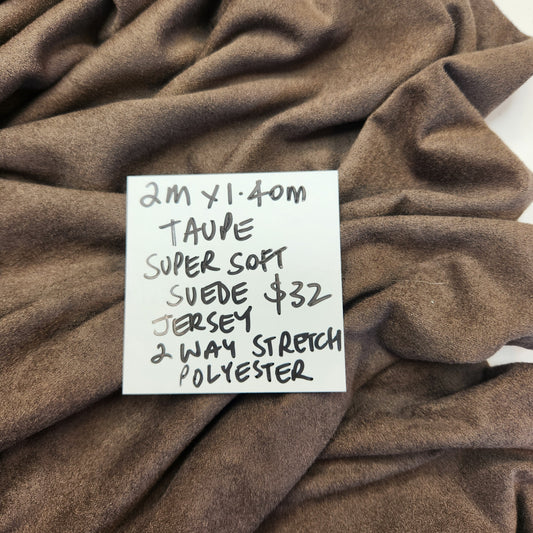 2m Taupe superfoft suede jersey