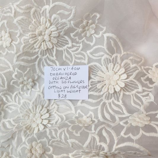 70cm Embroidered organza